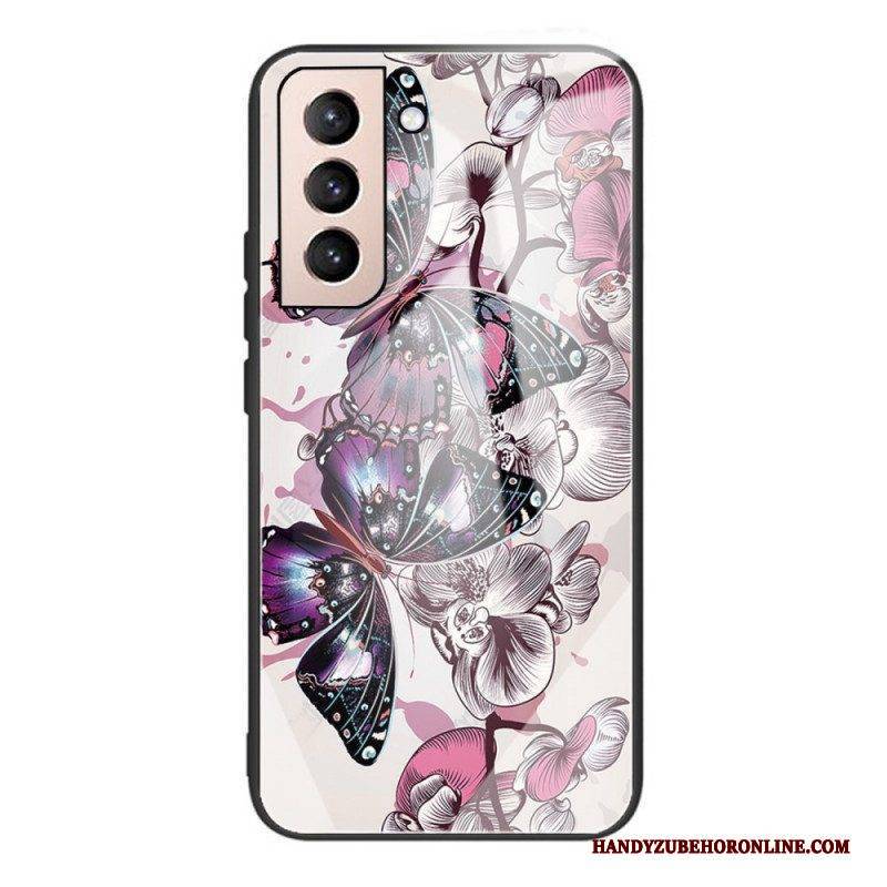 Hülle Für Samsung Galaxy S22 5G Schmetterlingsvariation Aus Gehärtetem Glas