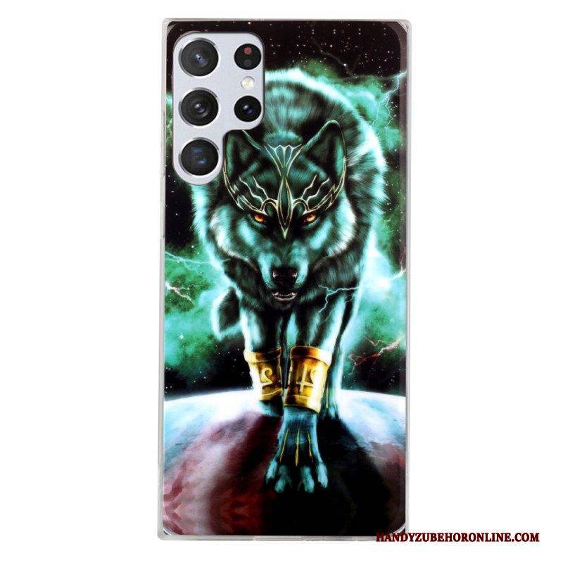 Hülle Für Samsung Galaxy S22 Ultra 5G Fluoreszierender Wolf
