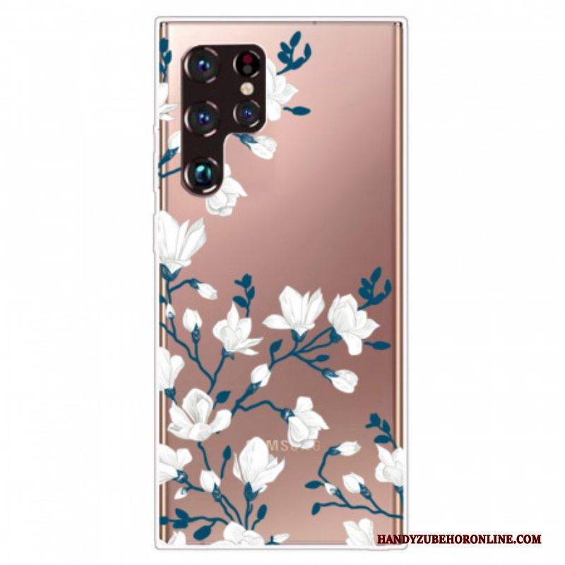Hülle Für Samsung Galaxy S22 Ultra 5G Nahtlose Weiße Blumen
