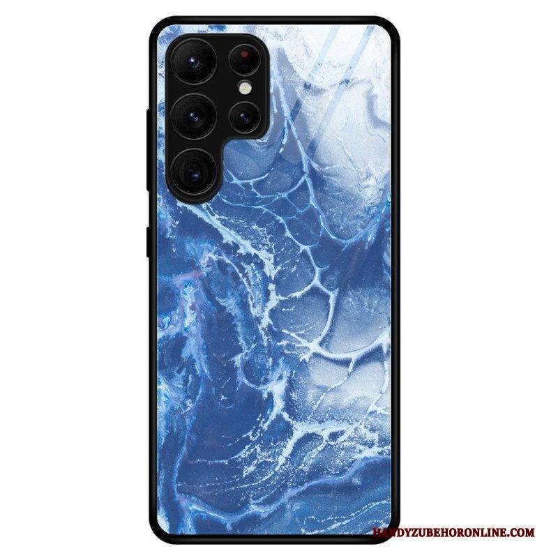 Hülle Für Samsung Galaxy S23 Ultra 5G Marmorfarben Gehärtetes Glas