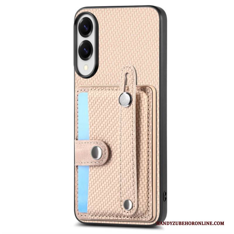 Hülle Für Samsung Galaxy S25 5g Edge Carbonfaser-case Mit Kartenhalter Und Tragegurt