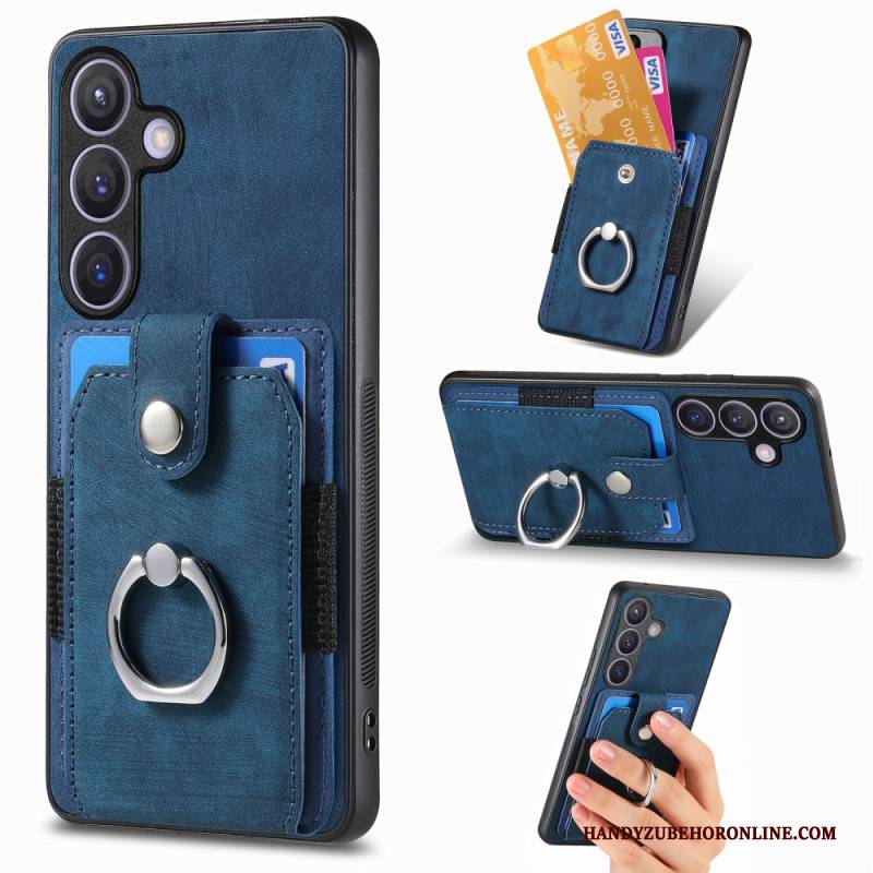 Hülle Für Samsung Galaxy S25 5g Kartenhalter Und Ring In Lederoptik
