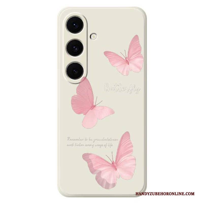 Hülle Für Samsung Galaxy S25 Fe Silikon Mit Rosa Schmetterling