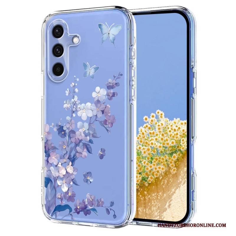 Hülle Für Samsung Galaxy S25 Fe Transparentes Blumen- Und Schmetterlingsdesign