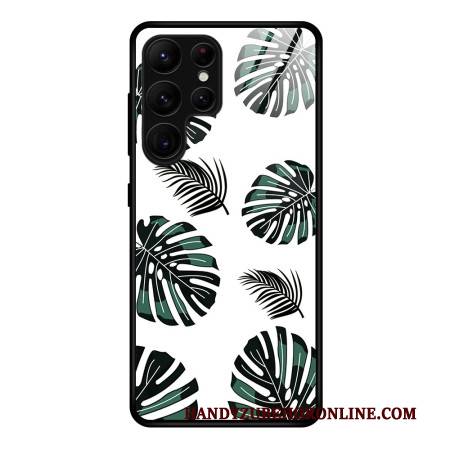 Hülle Für Samsung Galaxy S25 Ultra 5g Blattmuster Aus Gehärtetem Glas
