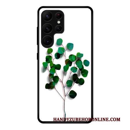 Hülle Für Samsung Galaxy S25 Ultra 5g Grüne Blätter Aus Gehärtetem Glas