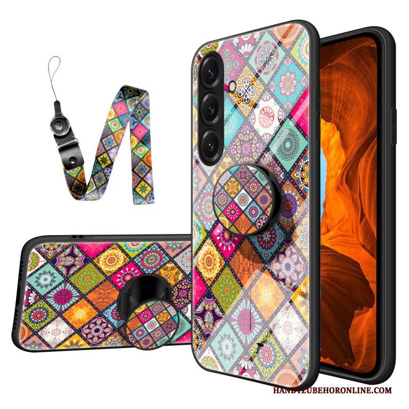 Hülle Für Samsung Galaxy S26 Plus Ringhalter Und Patchwork-lanyard