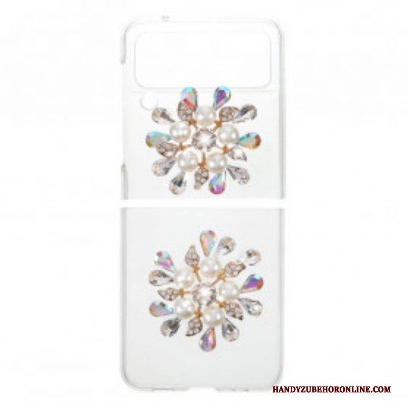 Hülle Für Samsung Galaxy Z Flip 3 5G Flip Case Blumenedelstein