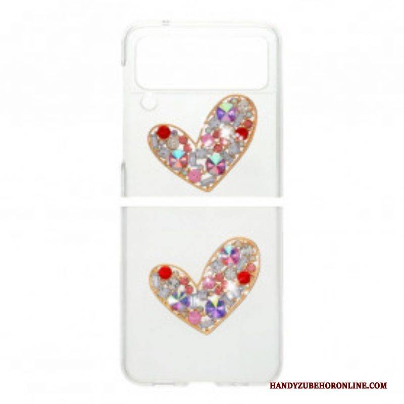 Hülle Für Samsung Galaxy Z Flip 3 5G Flip Case Edelsteine Herz