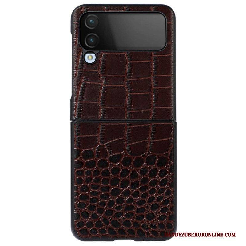 Hülle Für Samsung Galaxy Z Flip 4 Flip Case Echtes Leder Mit Krokodileffekt