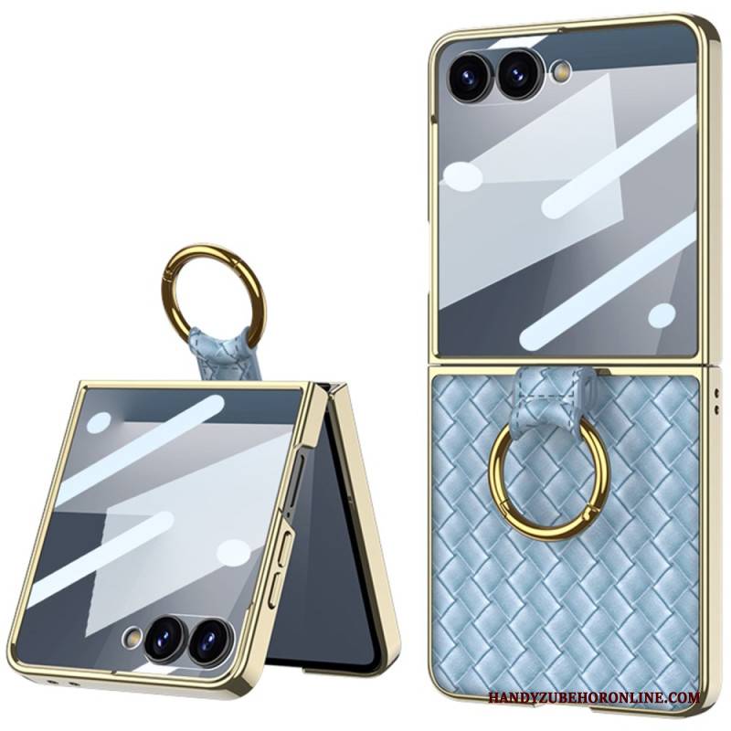 Hülle Für Samsung Galaxy Z Flip 7 Gewebte Struktur Mit Ringhalter