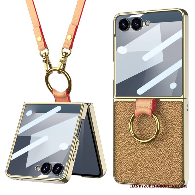 Hülle Für Samsung Galaxy Z Flip 7 Ring Halterung Und Abnehmbarer Schultergurt