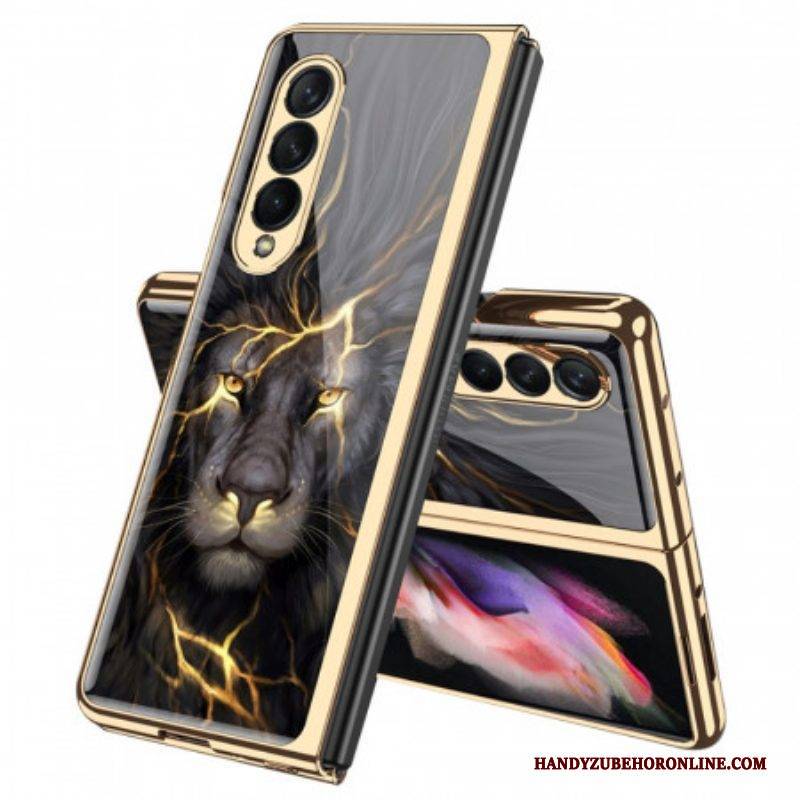 Hülle Für Samsung Galaxy Z Fold 3 5G Löwe Aus Gehärtetem Glas Gkk