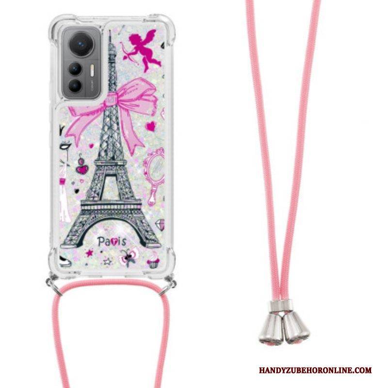 Hülle Für Xiaomi 12 Lite Mit Kordel Eiffelturm-glitzer-kordelzug