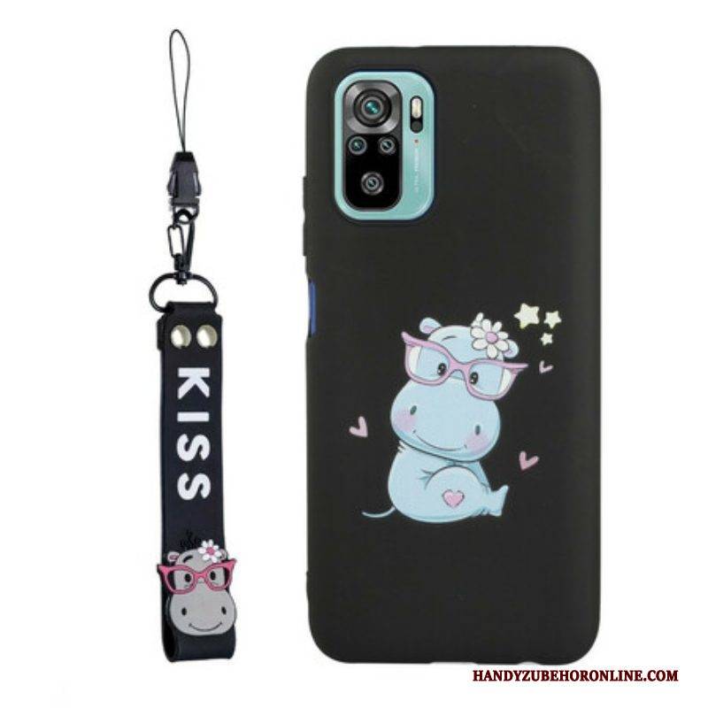 Hülle Für Xiaomi Redmi Note 10 / 10S Nilpferd Mit Kuss-lanyard