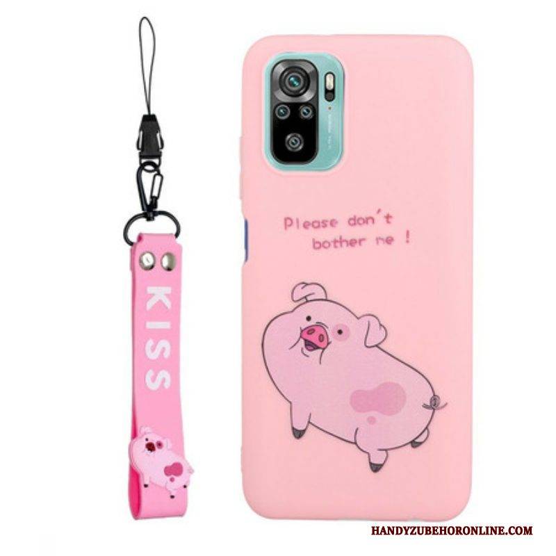 Hülle Für Xiaomi Redmi Note 10 / 10S Schwein Mit Lanyard-kuss