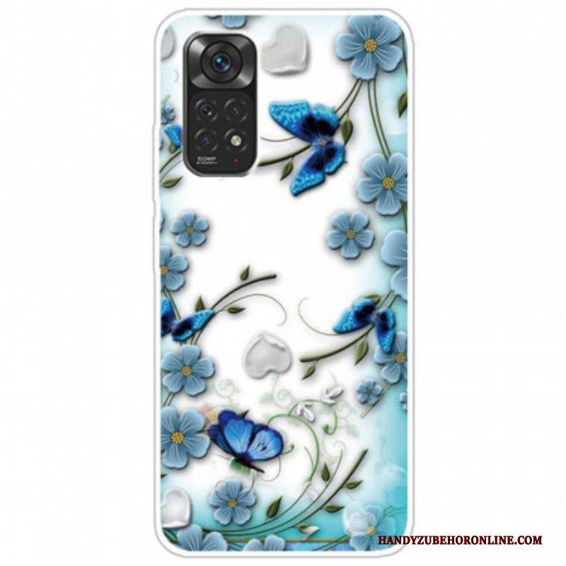 Hülle Für Xiaomi Redmi Note 11 / 11S Nahtlose Retro-schmetterlinge Und Blumen