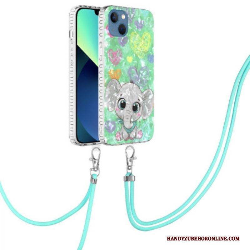 Hülle Für iPhone 14 Mit Kordel Schnurgebundener Elefanten-stil
