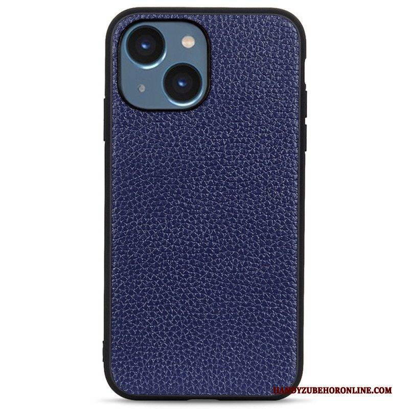 Hülle Für iPhone 14 Plus Echtes Litschi-leder