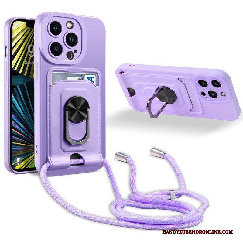 Hülle Für iPhone 14 Pro Max Mit Kordel Kartenhalter-lanyard Und Ständer