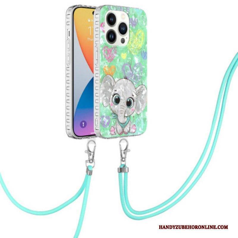 Hülle Für iPhone 14 Pro Mit Kordel Schnurgebundener Elefanten-stil