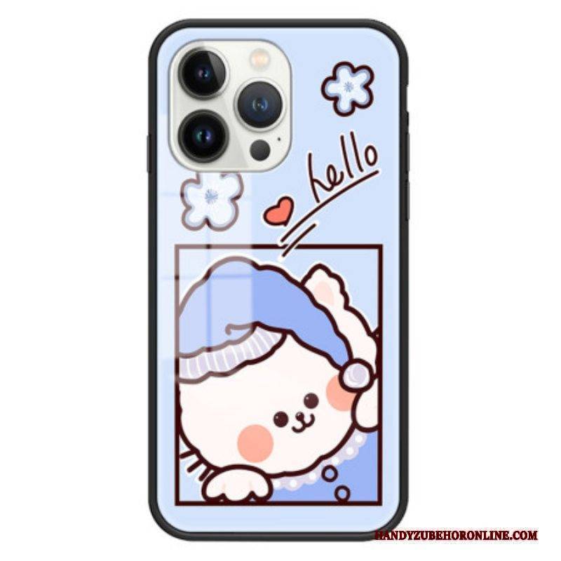 Hülle Für iPhone 15 Pro Blaue Katze Aus Gehärtetem Glas
