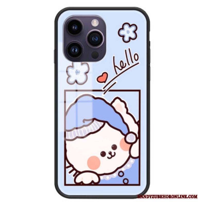 Hülle Für iPhone 15 Pro Max Blaue Katze Aus Gehärtetem Glas