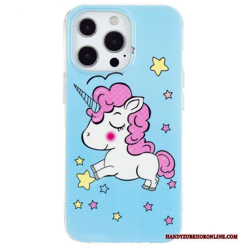Hülle Für iPhone 15 Pro Max Fluoreszierendes Einhorn