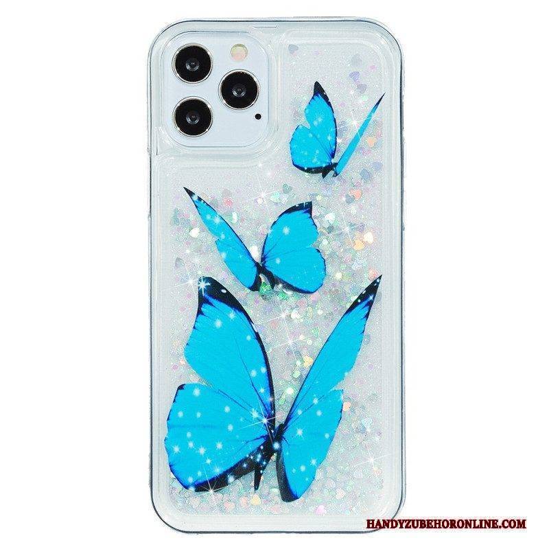 Hülle Für iPhone 15 Pro Max Schmetterlinge Glitzer