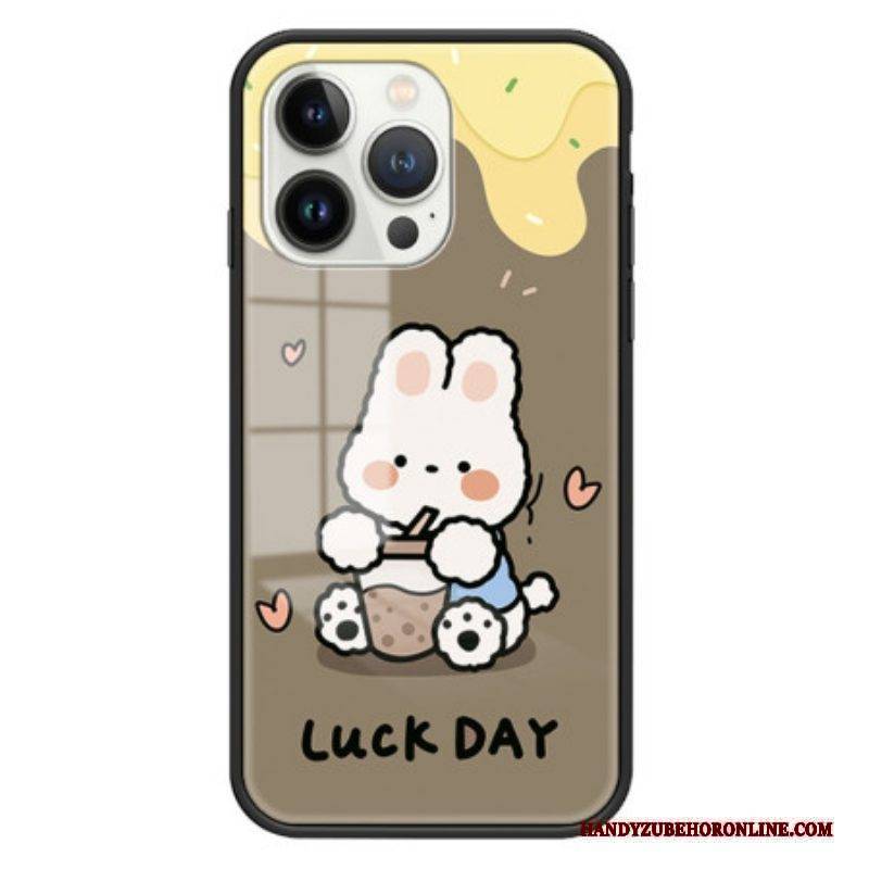 Hülle Für iPhone 15 Pro Milchtee-kaninchen Aus Gehärtetem Glas