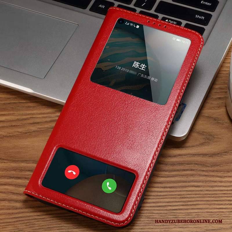 Hülle Honor 30 Leder Handyhüllen Rot, Case Honor 30 Lederhülle Magnetismus