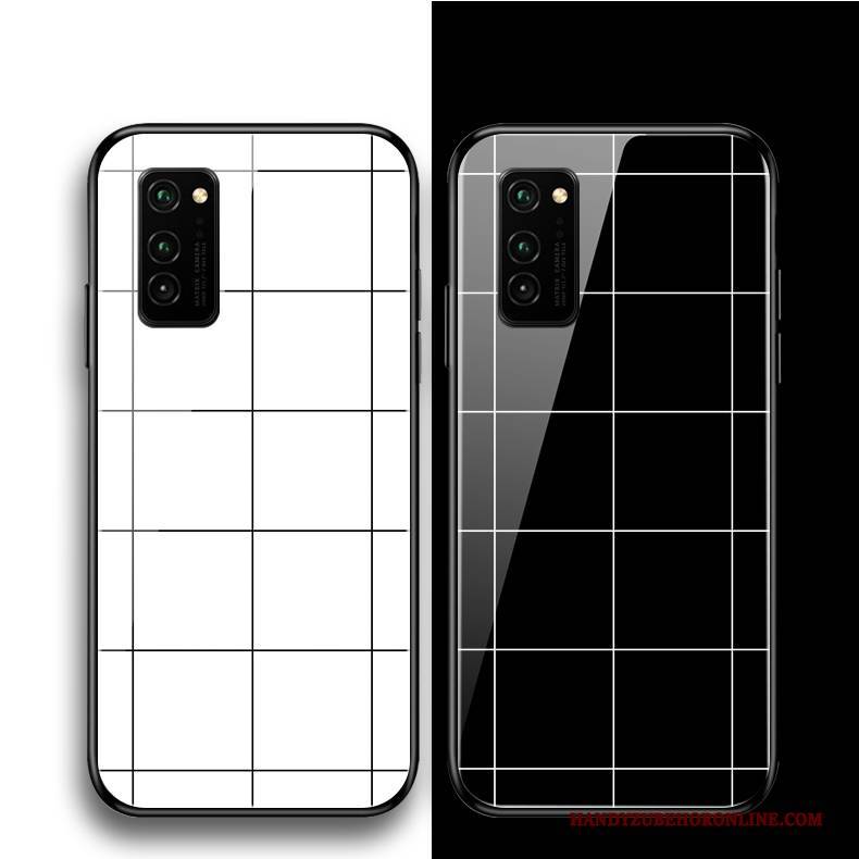 Hülle Honor 30 Pro Weiche Kariert Weiß, Case Honor 30 Pro Silikon Kunst Schwarz