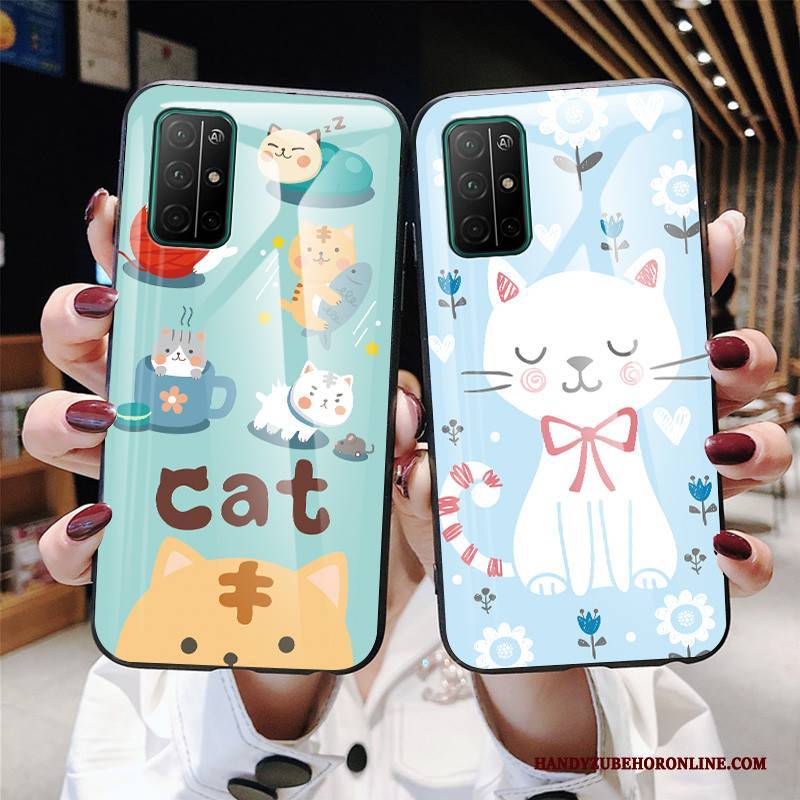 Hülle Honor 30s Taschen Hängende Verzierungen Netto Rot, Case Honor 30s Kreativ Katzen Blau