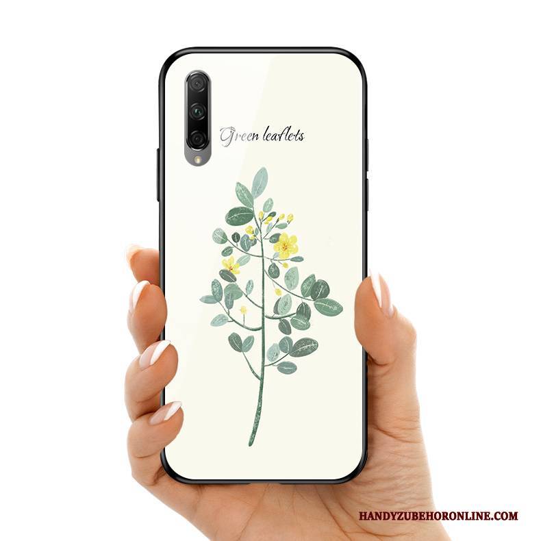 Hülle Honor 9x Pro Silikon Licht Blätter, Case Honor 9x Pro Blumen Glas