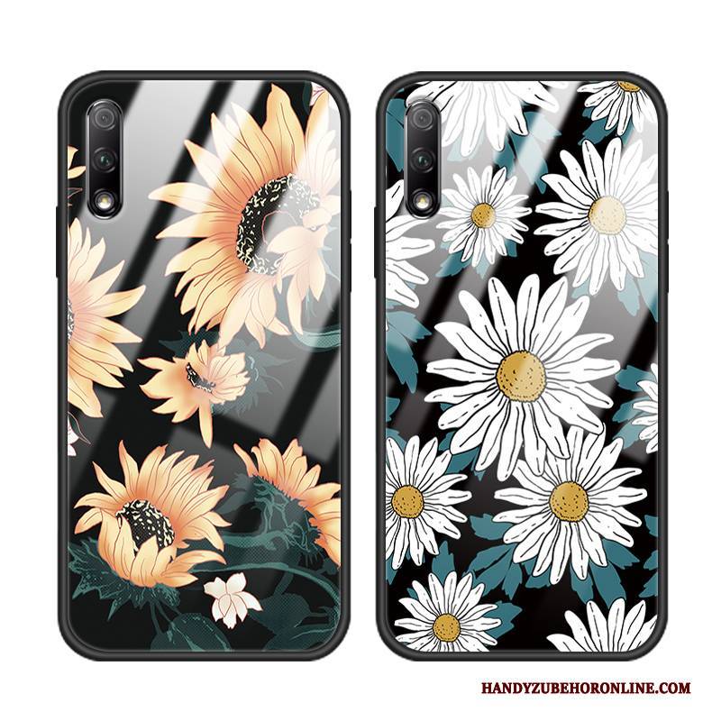Hülle Honor 9x Taschen Netto Rot Blumen, Case Honor 9x Weiche Anti-sturz Schwarz