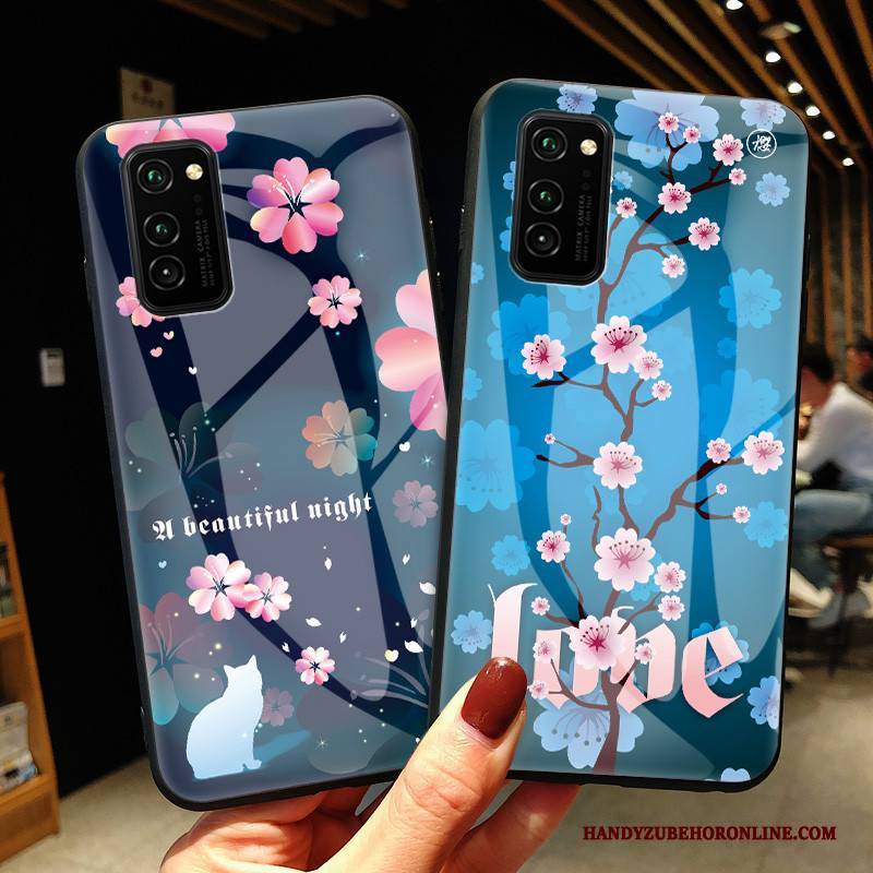 Hülle Honor View30 Pro Schutz Handyhüllen Glas, Case Honor View30 Pro Blau Sakura