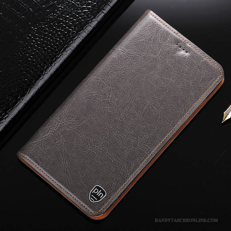 Hülle Htc One A9 Lederhülle Grau Anti-sturz, Case Htc One A9 Leder Handyhüllen