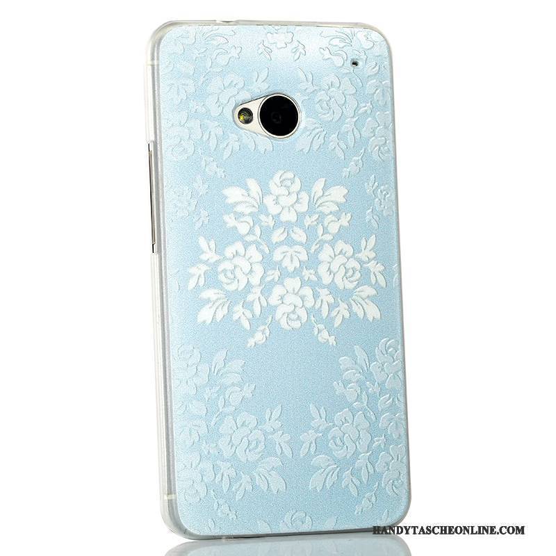 Hülle Htc One M7 Karikatur Schlank Trend, Case Htc One M7 Schutz Hellblau Handyhüllen