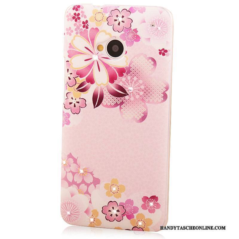 Hülle Htc One M7 Strass Rosa Handyhüllen, Case Htc One M7 Gemalt