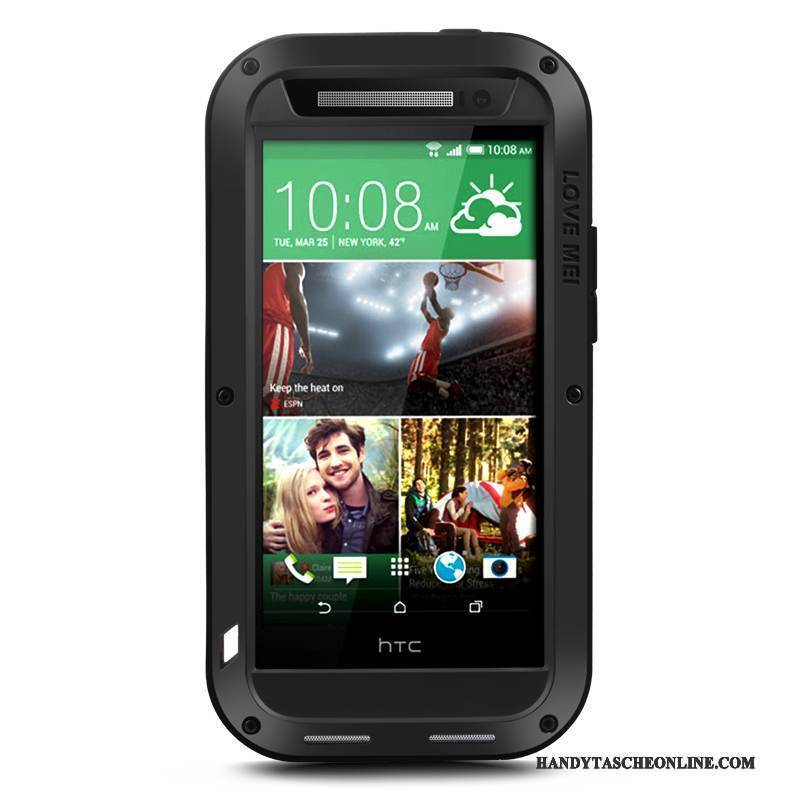 Hülle Htc One M8 Schutz Nubuck Anti-sturz, Case Htc One M8 Taschen Drei Verteidigungen Schwarz
