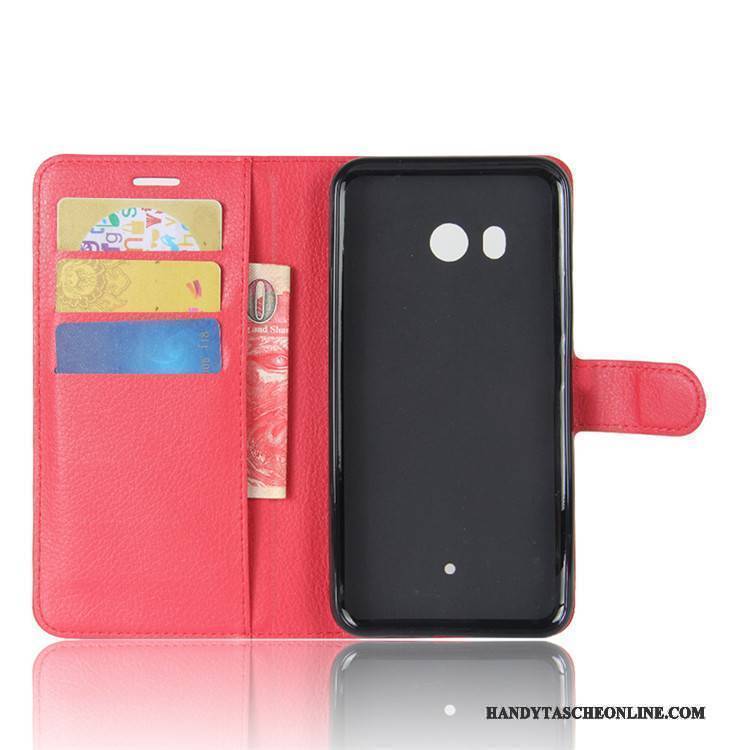 Hülle Htc U11 Geldbörse Karte Rot, Case Htc U11 Schutz Handyhüllen Anti-sturz