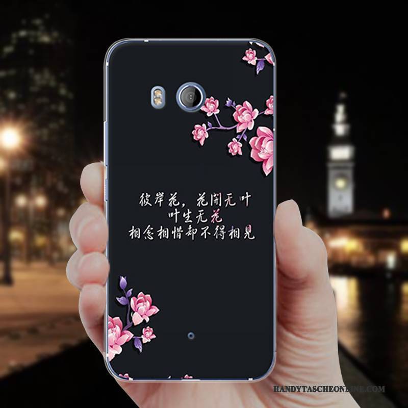 Hülle Htc U11 Gemalt Handyhüllen Anti-sturz, Case Htc U11 Taschen Schwarz Nette