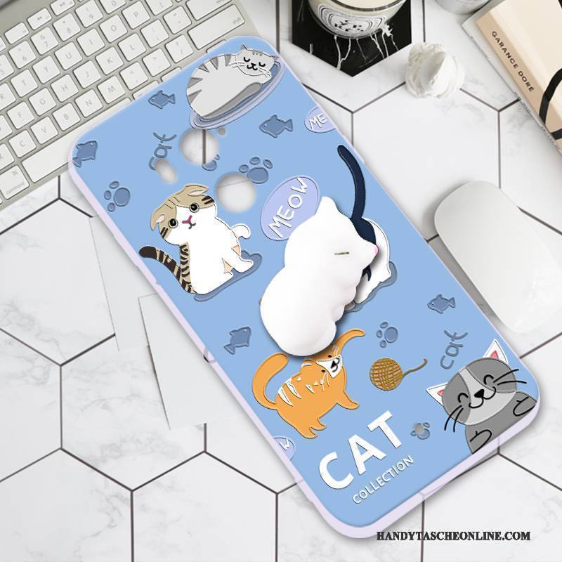 Hülle Htc U11+ Kreativ Persönlichkeit Nette, Case Htc U11+ Weiche Anti-sturz Hellblau