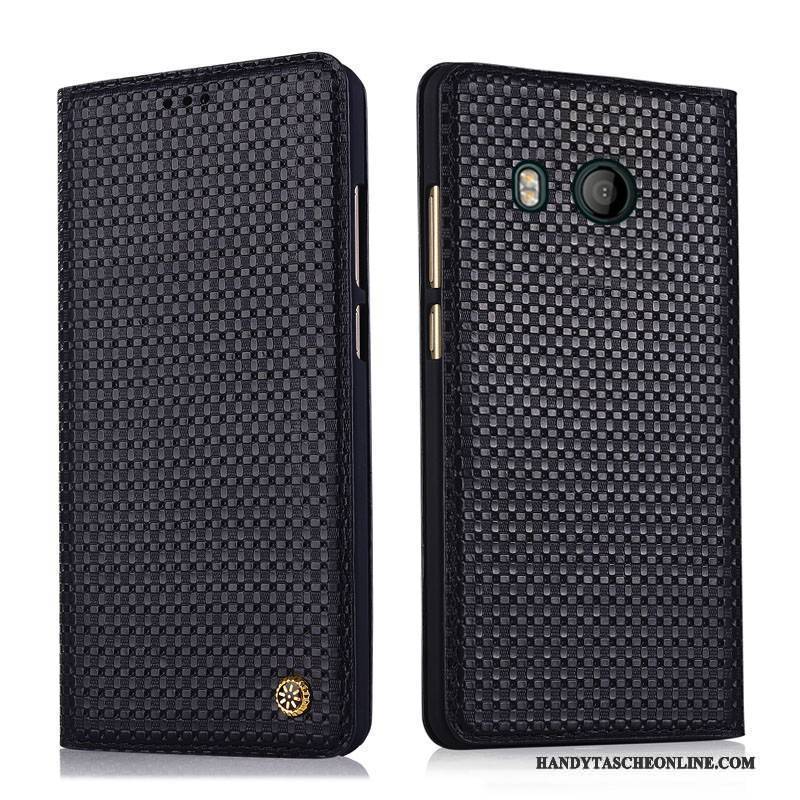Hülle Htc U11 Schutz Kuh Handyhüllen, Case Htc U11 Leder Schwarz