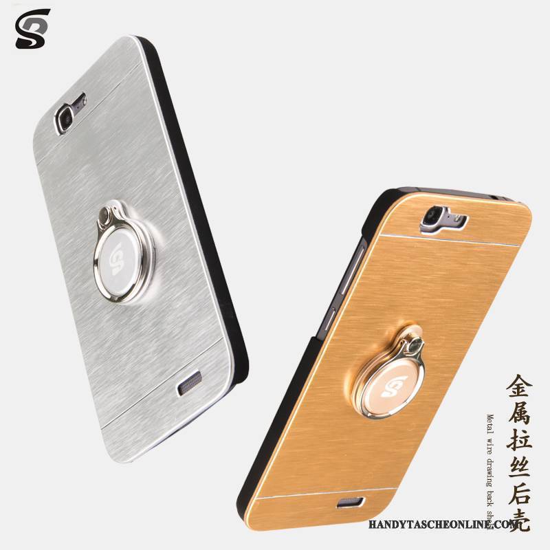 Hülle Huawei Ascend G7 Metall Silber Nubuck, Case Huawei Ascend G7 Schutz Schwer Gold