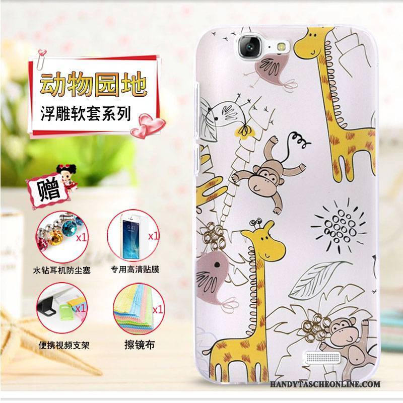 Hülle Huawei Ascend G7 Prägung Handyhüllen Gelb, Case Huawei Ascend G7 Schutz