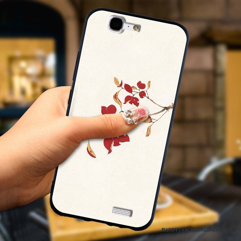 Hülle Huawei Ascend G7 Silikon Schnalle Handyhüllen, Case Huawei Ascend G7 Schutz Weiß Ring