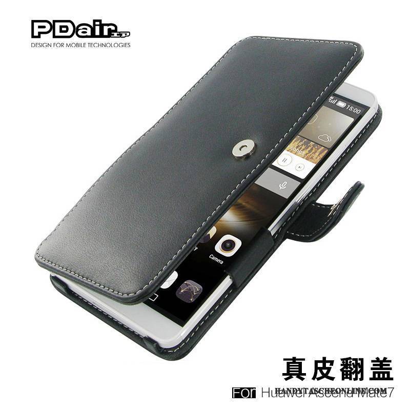 Hülle Huawei Ascend Mate 7 Lederhülle Einfach Schwarz, Case Huawei Ascend Mate 7 Taschen Business