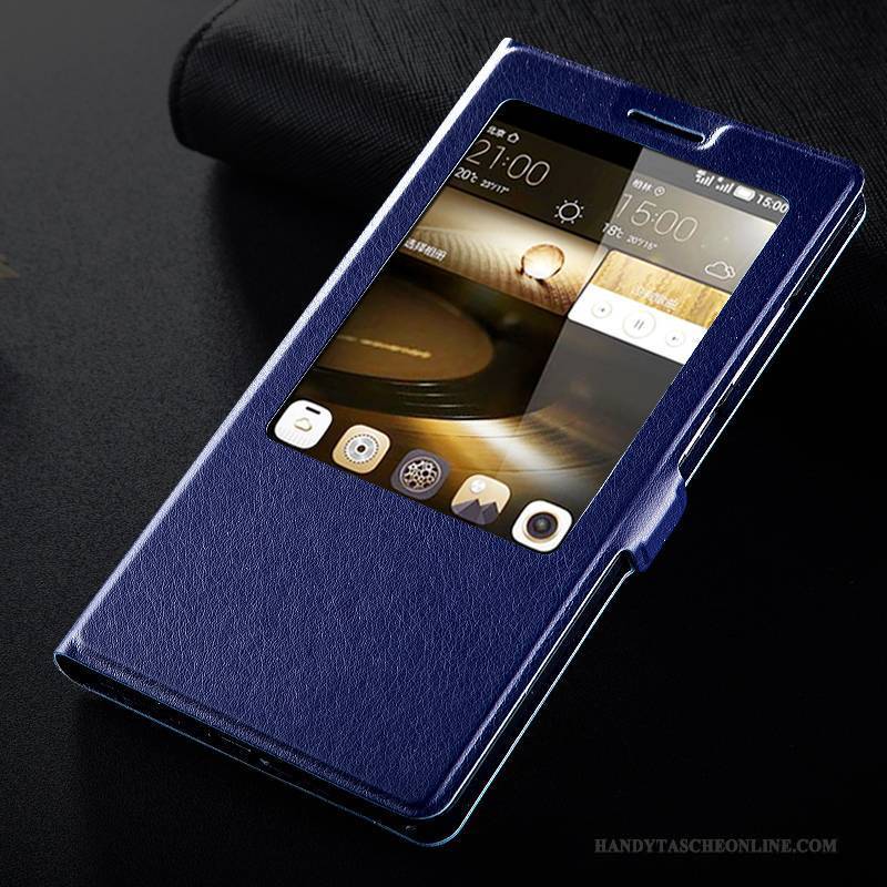 Hülle Huawei Ascend Mate 7 Schutz Blau Anti-sturz, Case Huawei Ascend Mate 7 Lederhülle Handyhüllen