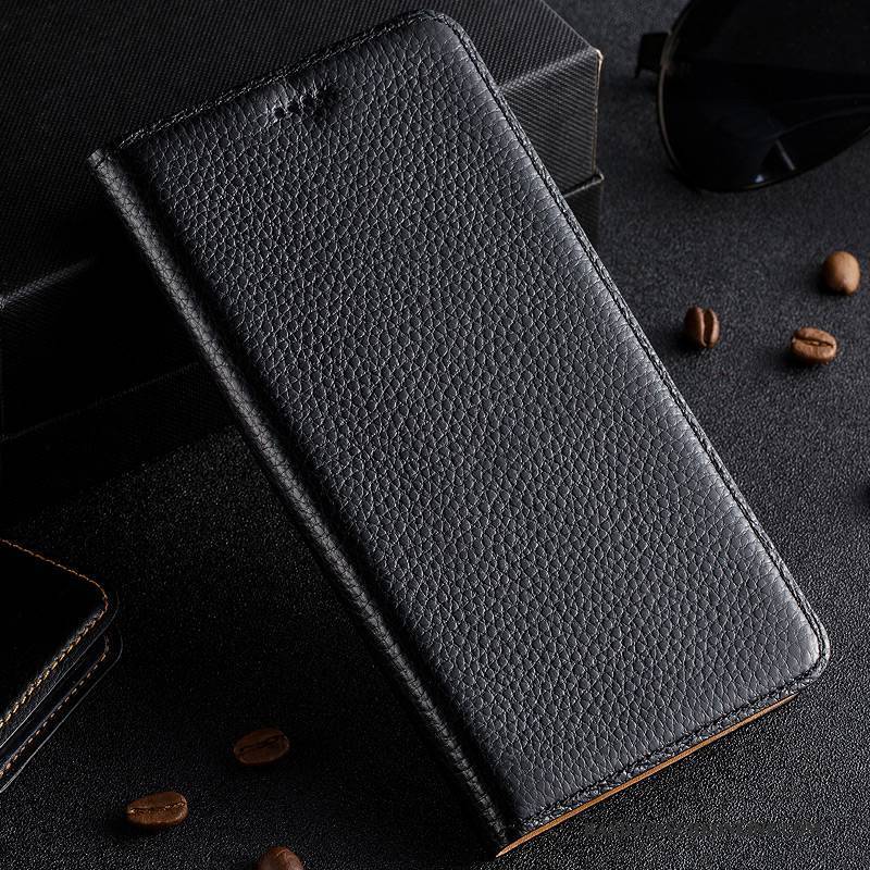 Hülle Huawei Ascend Mate 7 Schutz Schwarz Handyhüllen, Case Huawei Ascend Mate 7 Leder Litchi